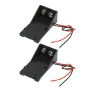 2 Pcs Black Plastic 9V Batteries Battery Case Holder w Wire Leads G6X7