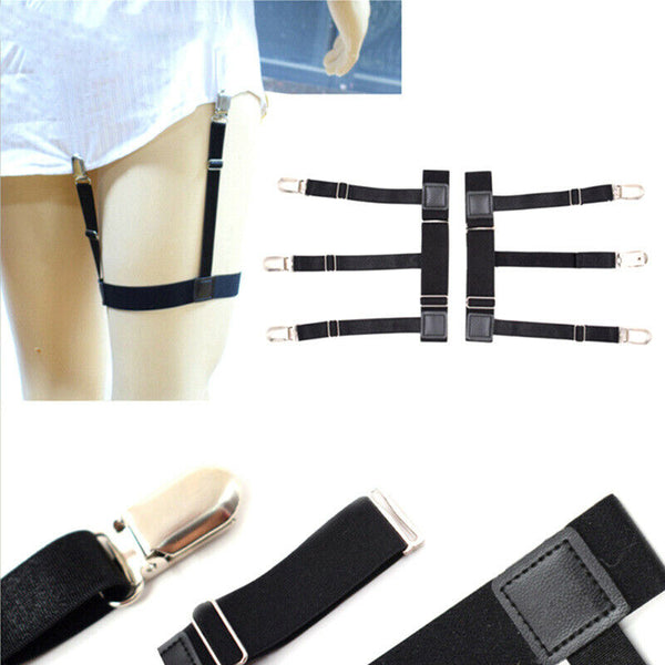 2 Pcs Men Shirt Stays Belt Non-slip Locking Clips  Keep Shirt Tucked Leg Str_