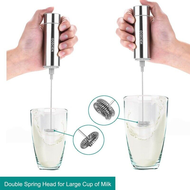 Milk Frother, Handheld Foam Maker, Portable Drink Mixer with 2 Whisk Head a N2N6