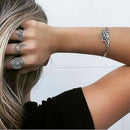 Fancy Retro Carved Hollow Out Lotus Shape Open Cuff Bracelet Bangle For women