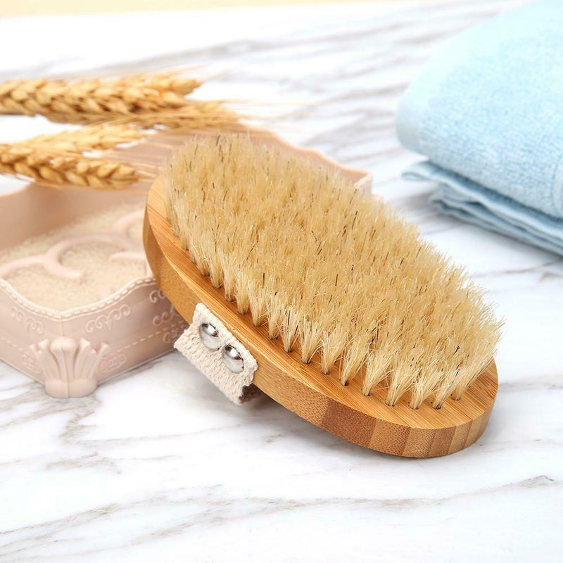 Body Bath Brush Wooden Natural Bristles Massage Shower Spa Shower Brushes A