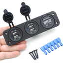 12V Car Boat Cigarette Lighter Socket Splitter 4 USB Charger Voltmeter Tide