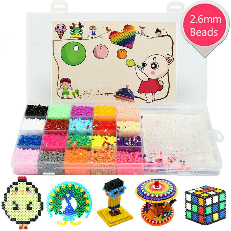 11000Pcs 2.6mm Educational Fuse Perler Hama Beads Set Toys 20 Colors 3 Pegboards