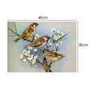 Round Diamond Painting DIY Magpie Flowers Embroidery Cross Stitch Kit Decor
