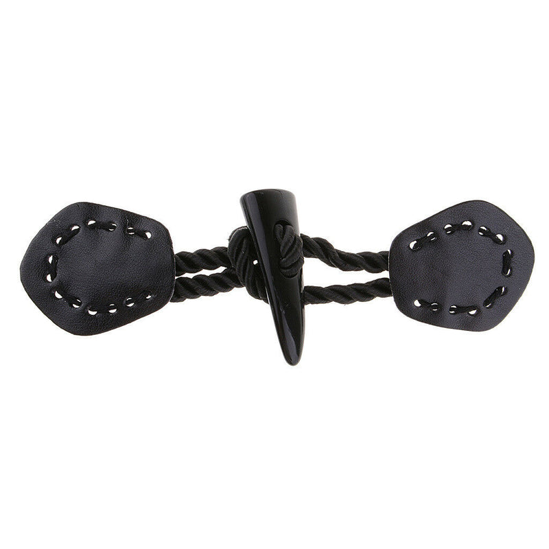 1 Set Retro Leather Horn Toggle Button Fastener Duffle Jackets Coats Clothes