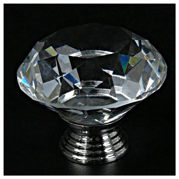 8 X LS-D3020 40MM Clear Crystal Glass Diamond Cut Door Knobs Kitchen Cabine E1O5