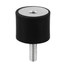 M6 male thread 20x25mm single end anti vibration rubber damper buffer black