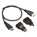 High Speed HDMI to HDMI Male Cable + Micro HDMI Adaptor+ Mini HDMI Adapter