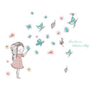 Flying butterfly girl wall stickers Girls room decoration art cartoon Wall De Cy