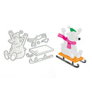 Metal Cutting Dies Skiing Bear Embossing Stencil for DIY Craft Paper Card Making