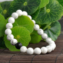 2pcs Balanced Howlite Matte Black & White Beaded Bracelets for Lovers His & Hers