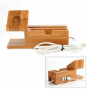 Bamboo Charging Charger Station Dock Stand Holder With 3 Usb Hub Port Cable N6X9