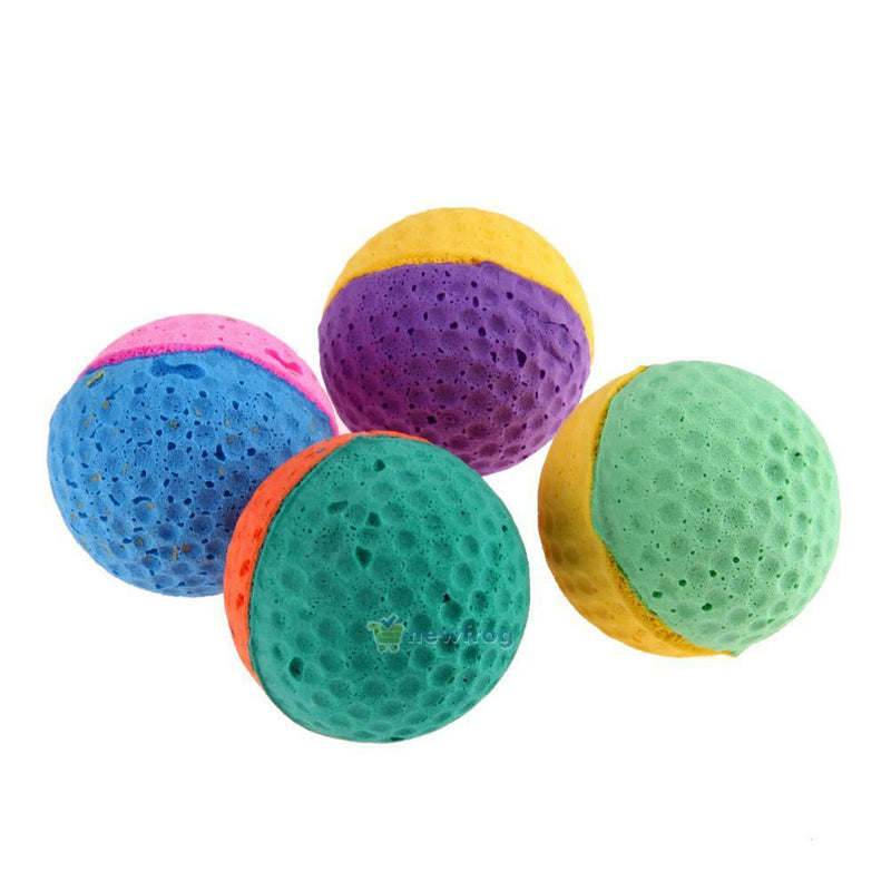 12pcs Funny Colorful Soft Latex Feathered Ball Toys Pet Cat and Dog Toys SN9F