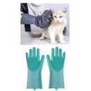 Silicone Cleaning Brush Scrubber Gloves for Household Pet Hair Care Blue