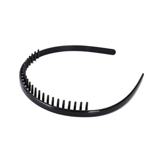 1pc Unisex Plastic Headband with Non-Slip Teeth Comb Black DIY Hair Styling Hoop