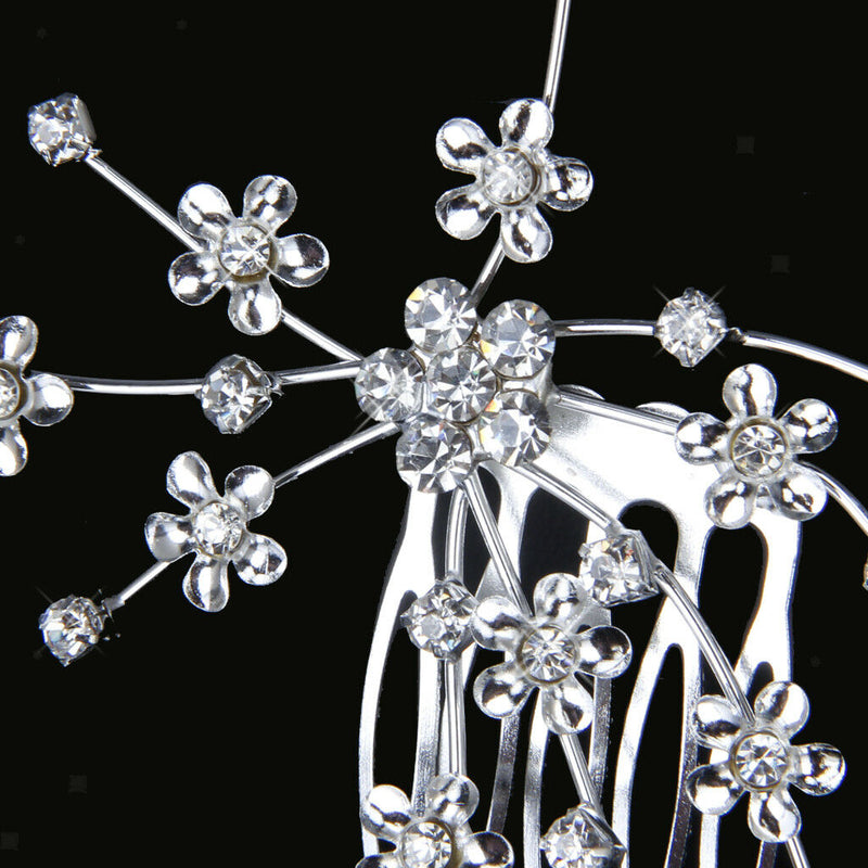 Bridesmaid Crystal Flower Hair Slide Comb Wedding Tiara Headpiece Jewelry