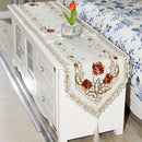 Retro Table Runner Embroidered Flower Mat Decorative Cover 40x176cm Dark Red