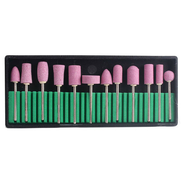 12 Nail Art Electric Drill Bits Replacement Manicure Pedicure Files Set Tool Hn