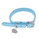 Blue PU Leather Dog Cats Pets Puppy Neck Safety Collars xS