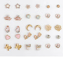 15 Pairs Multiple Womens Girl's Ear Stud Earrings Wedding Bridesmaid Jewelry