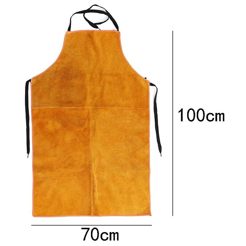 Full Cowhide Leather Electric Welding Apron Bib Blacksmith Apron Yellow Ele G8W8