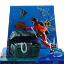 Frogman Diver Treasure Chest Shaped Action Air Ornament Fish Tank Aquarium Decor