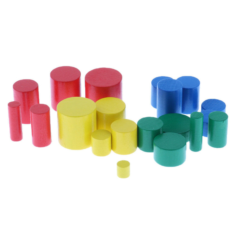 Montessori Sensorial Material - Knobless Cylinders Family Set & Wooden Block