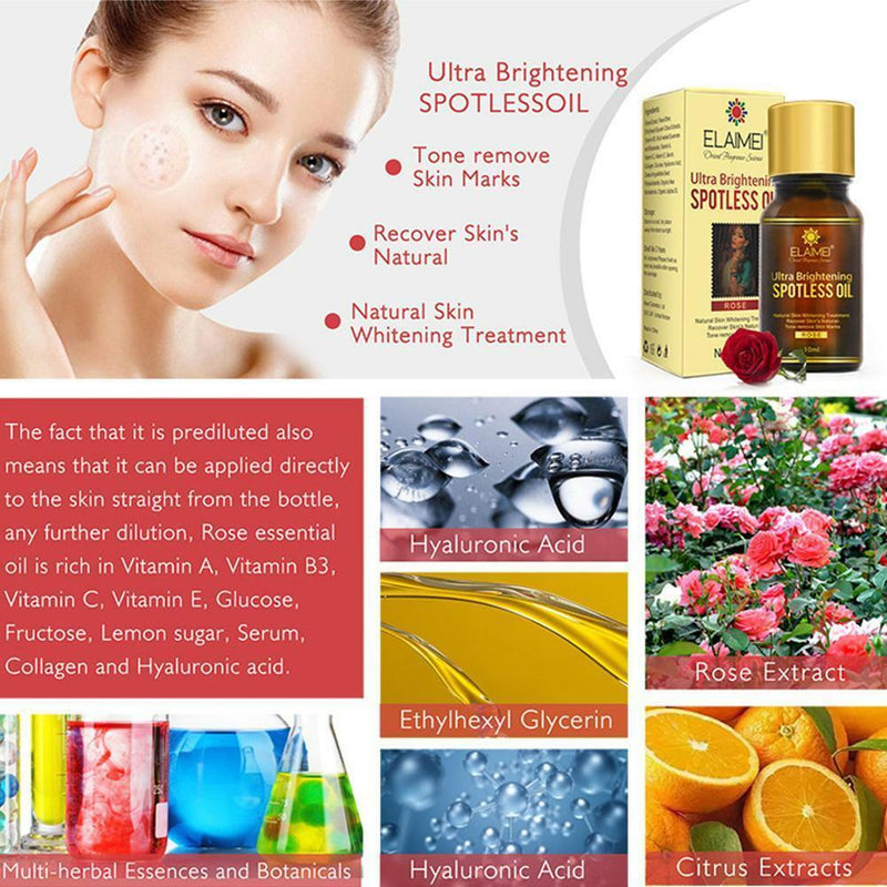 Rose Brightening Spotless Oil Skin Care Natural Pure Remove Dark Spots 10ML