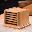 Bamboo Drink Coaster Home Office Mugs Coater Mat & Holder Square 9x8.6x7cm