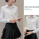 Fashion Women's Shirt Long Sleeve Casual Chiffon Shirt Pure Color Tops Clas