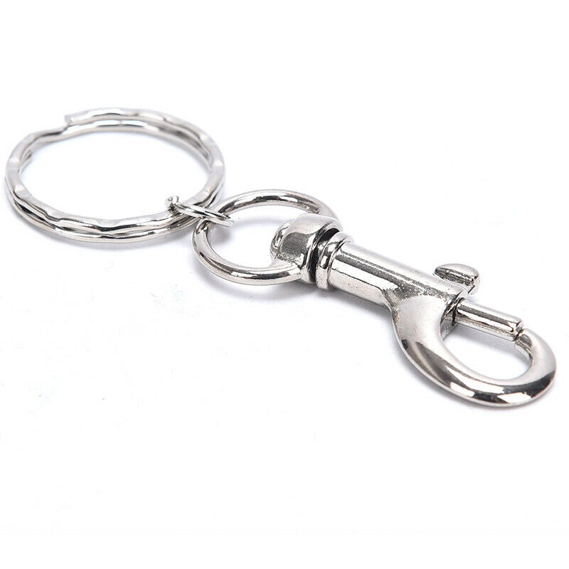 10X 25mm Lobster Clasp Ripple Keychain Split Ring Short Chain Key Ring DIY F Nw