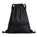 Portable Black Drawstring Bag Shoulders Backpacks for Outdoor Travel School