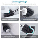 Toilet Brush and Base Kit with Aluminum Handle and Soft Silicone Bristles S