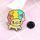 Curly Hair Cartoon Dog Enamel Brooch Pin Denim Jacket Collar Backpack Deluxe
