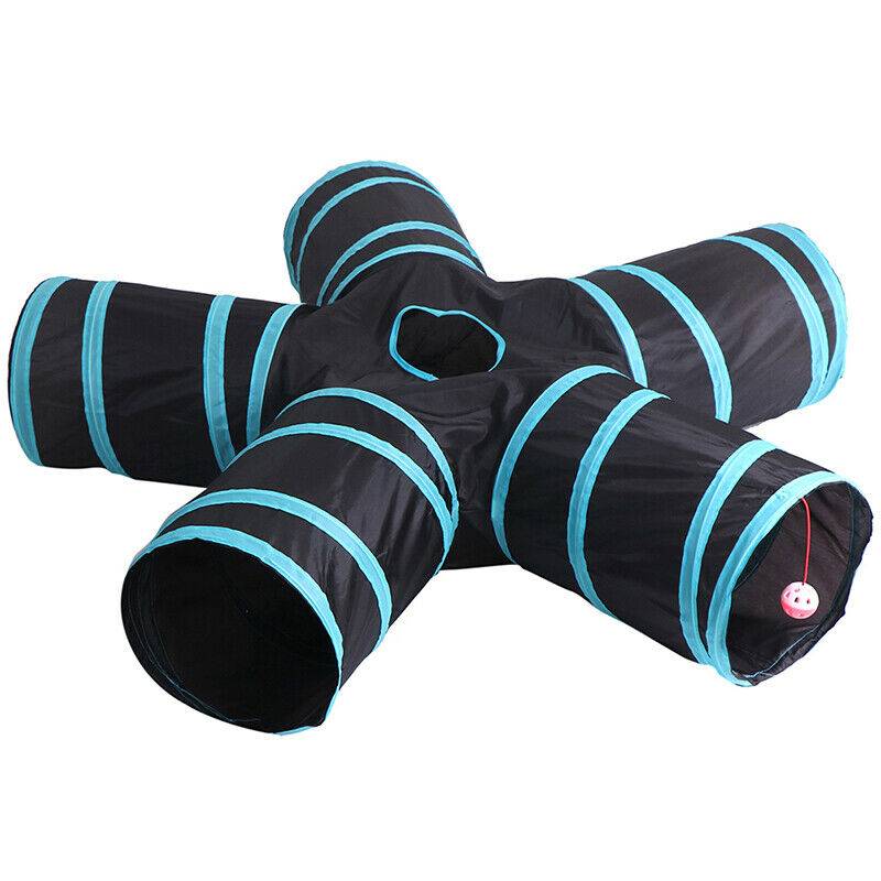 5 Holes Funny Pet Cat Tunnel Play Tubes Balls Collapsible Crinkle Kitten  3C
