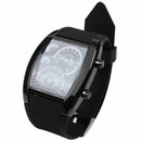 New Meter Dial Black Rubber Strap Blue Flash Dot Matrix LED Racing Watch A3G9