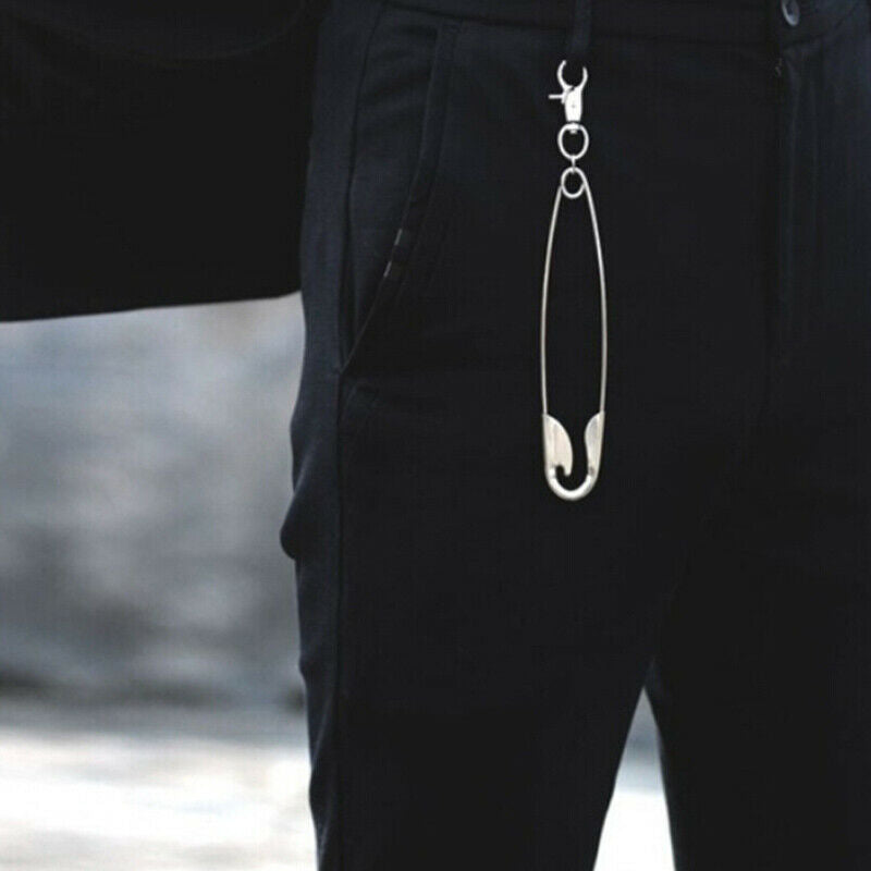 Unisex Punk Metal Wallet Belt Chain Rock Pants Keychain Pin Ring Clip Keyring`US