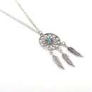 Bohemian Dreamcatcher Leaves Feather Pendant Necklace Earrings Jewelry Set Gw