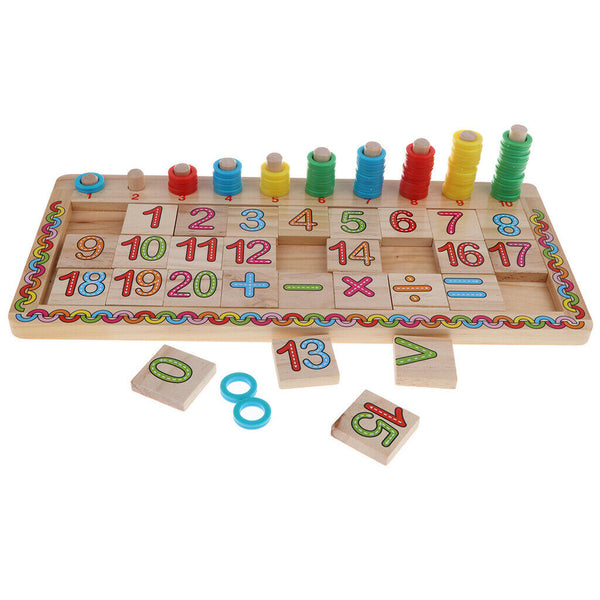 Montessori Wood Blocks Math Stacking Puzzle Intelligence Number Boards for Baby