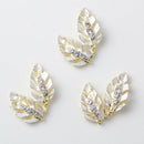 10 Lot Rhinestone Diamante Alloy Leaf Embellishments Buttons Flat Back Decor