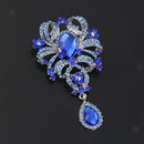 Wedding Bouquet Brooch Pin Crystal Diamante Teardrop Broach Pin Royalblue