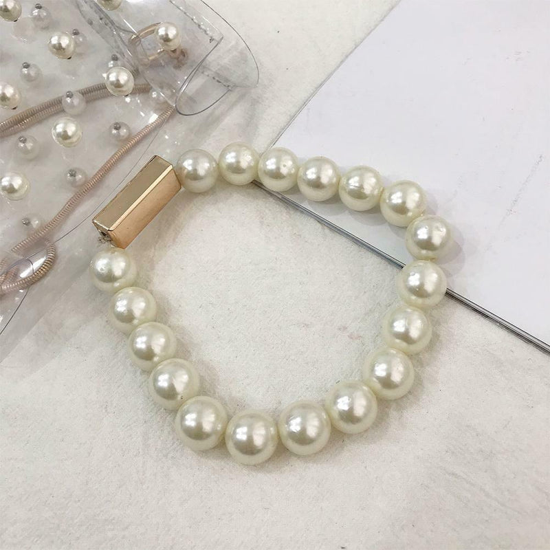 Pearls Clear Shoulder Handbags PVC Women Crossbody Top-handle Bags (White)