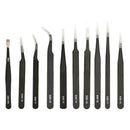10pcs Anti-static Stainless Steel Straight Elbow ESD Electronic Tweezers