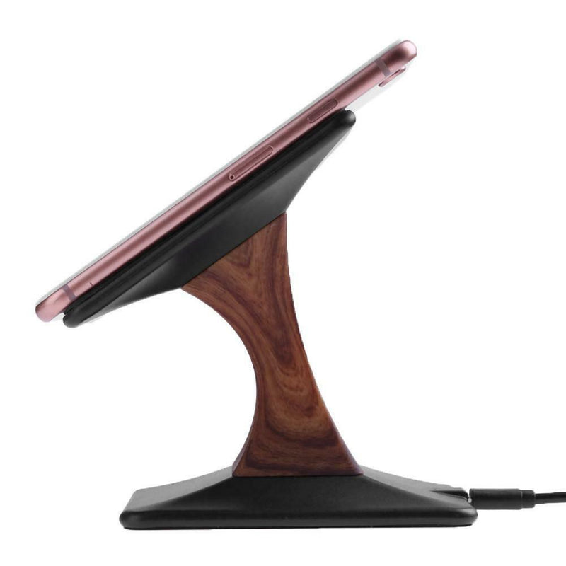 180 Degree Rotation Wood Grain Wireless Charging Stand 9V Charger Stand