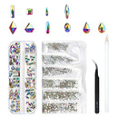 1843pcs Stones Gems Nail Art Set AB Rhinestones Glass Crystal Salon Home Craft