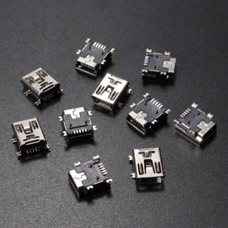 10Pcs Mini USB Female 5Pin B Socket 4 Legs SMT SMD Soldering Connector Port  Ew