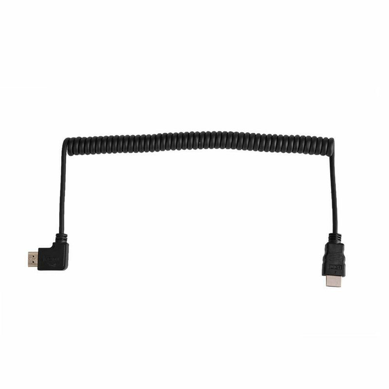 Left Angled 90 Degree HDMI to HDMI Male to Male Cable Spring 1080P Wire