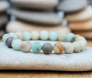Stylish Trendy Natural Amazonite Stone Strech Bracelet Elastic Men Women Jewelry