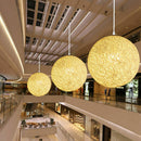 Coffee Bamboo, Rattan And Hemp Ball Chandelier Individual Creativity Spheri