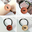 3pcs Women Simple Wood Elastic Hair Tie Rope Band Ponytail Holder Buttons BD3C